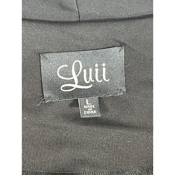 Anthropologie Luii Black Blazer Jacket Size Large 3/4 Ruched Sleeve - Picture 4 of 10